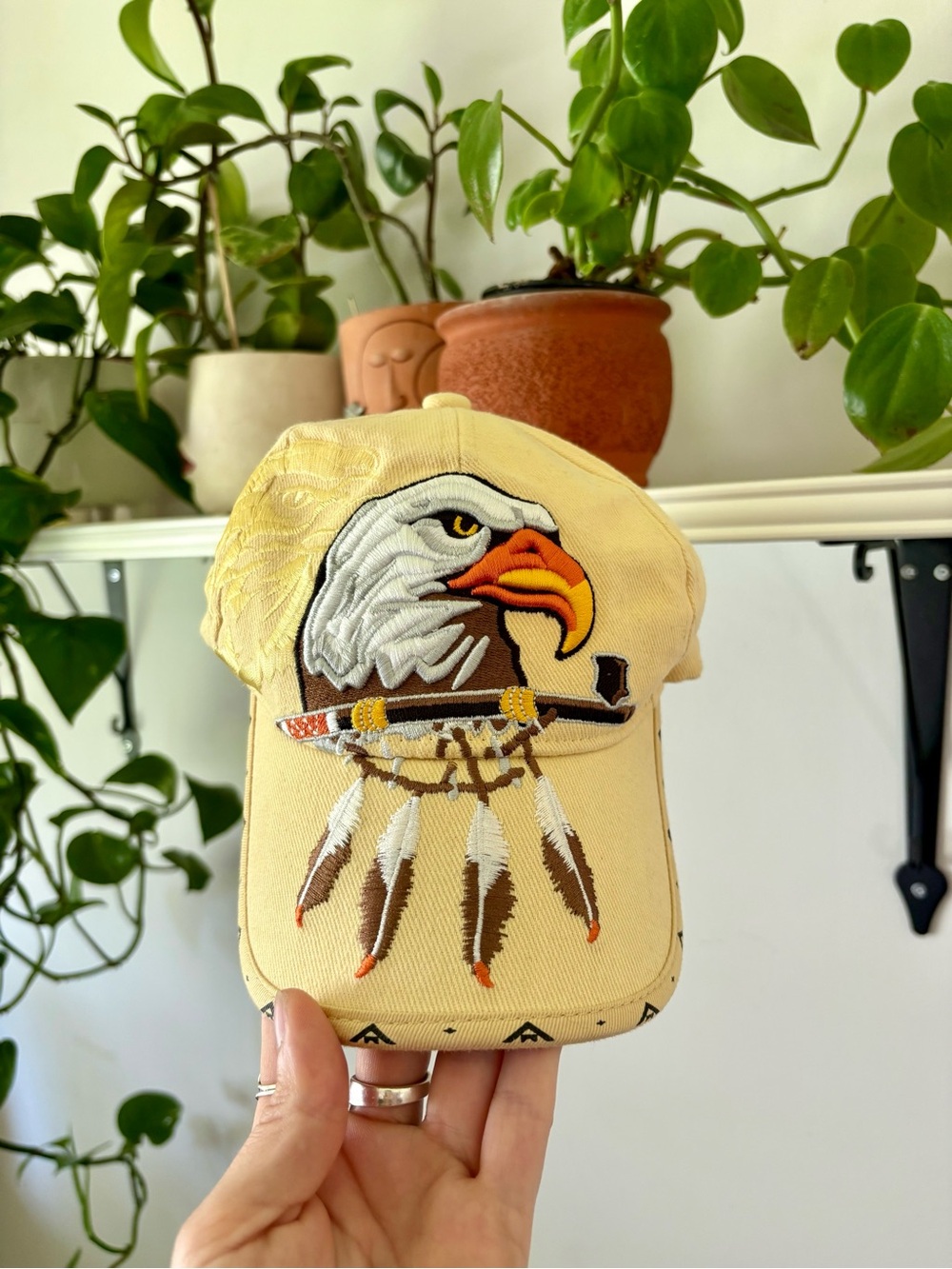 Yellow Eagle Embroidered Pet Bird Cap - Yellow